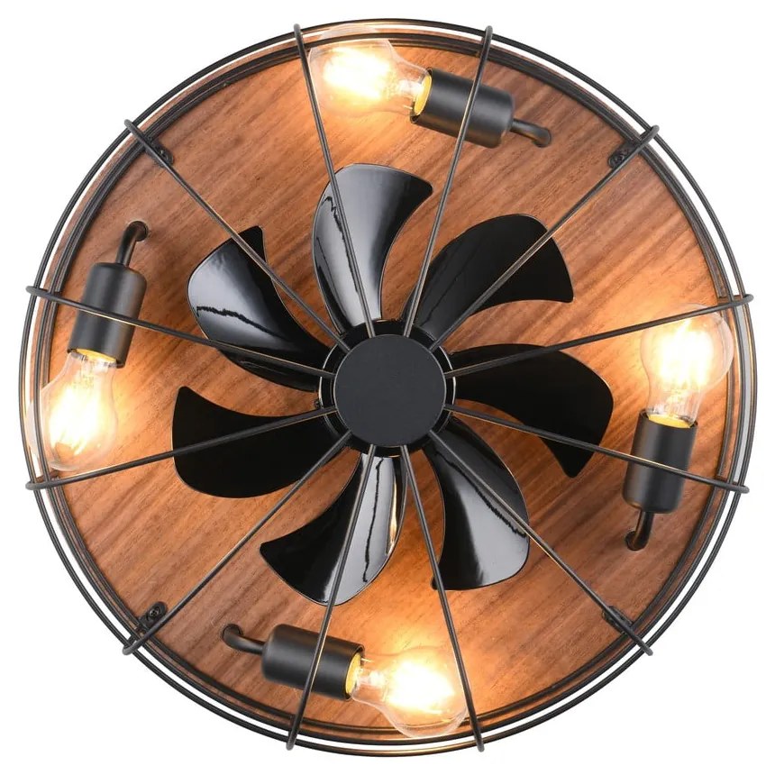 Matt fekete-barna mennyezeti lámpa távirányítóval-ventilátorral Trondheim – Reality