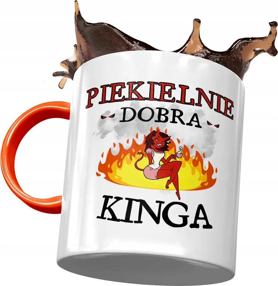 Narancssárga Bögre Kinga Barátnőnek Ajándék Nyomtatott Fotóval