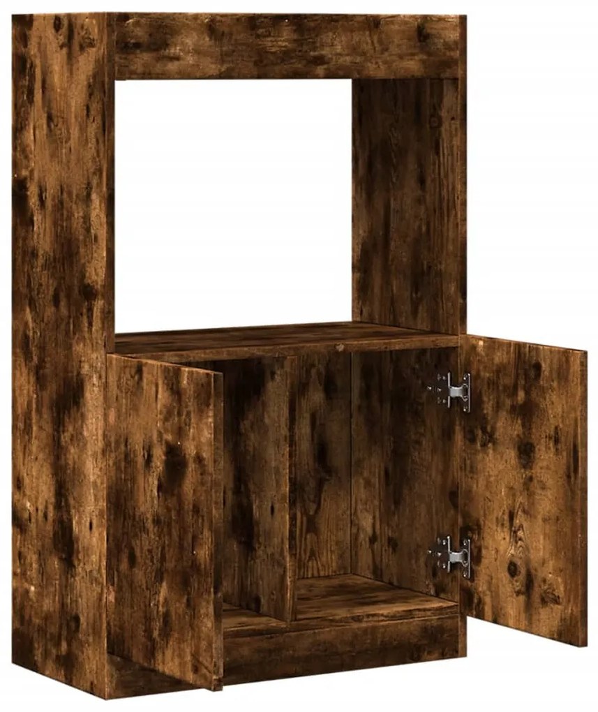 füstös tölgy színű szerelt fa magasszekrény 63 x 33 x 100 cm