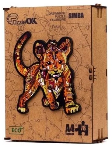 3D kézzel készített fa puzzle - Oroszlánkölyök A4