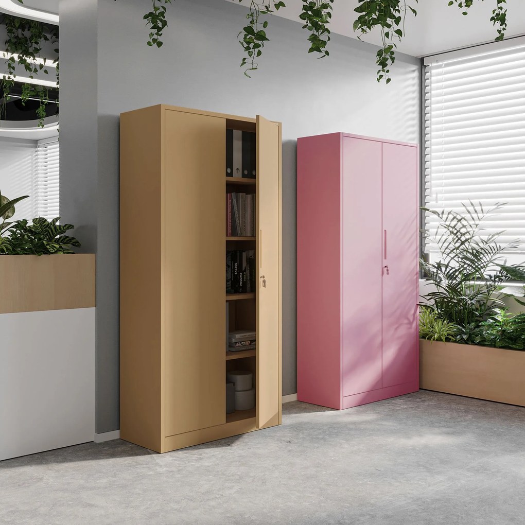 Zárható irodai szekrény JAN, 900 x 1850 x 400 mm, Fresh Style: bézs