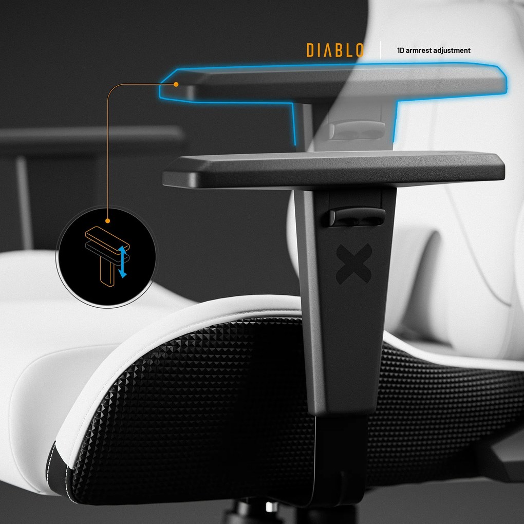 Gamer szék fehér Normal Size: Diablo X-One Prime Ghosted White