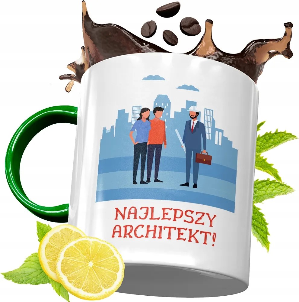 Zöld Bögre Építésznek Születésnapi Ajándék Nyomtatott Fényképpel