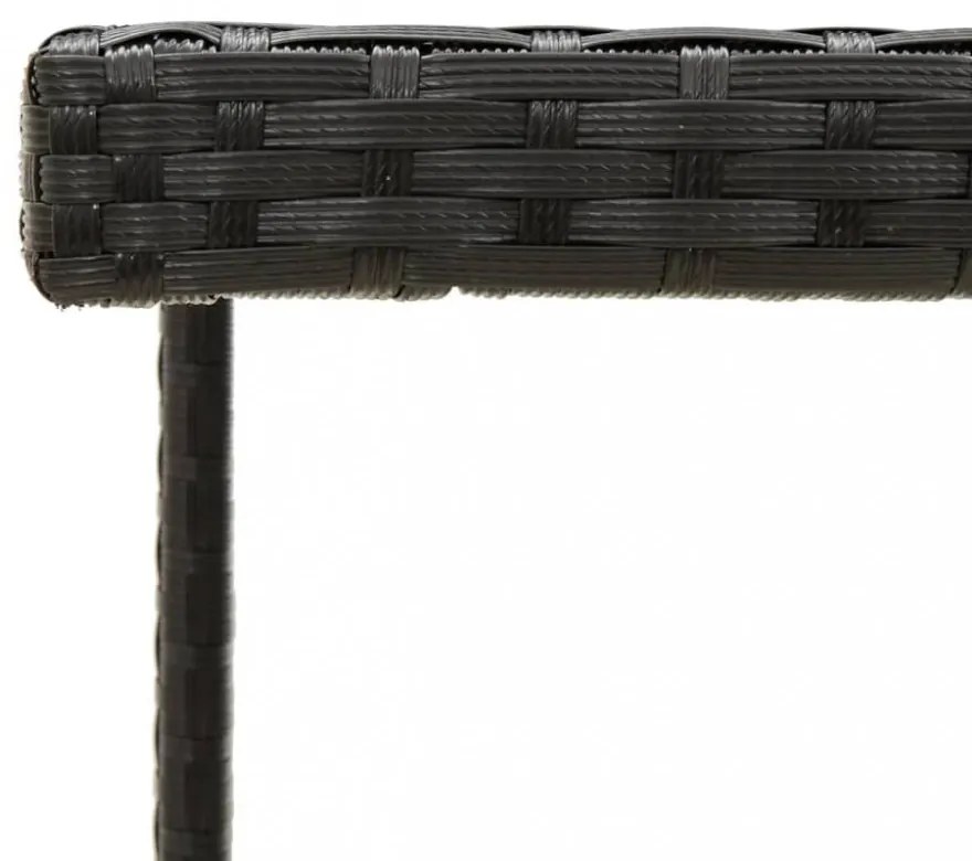 fekete polyrattan és üveg kerti asztal 109 x 107 x 74 cm