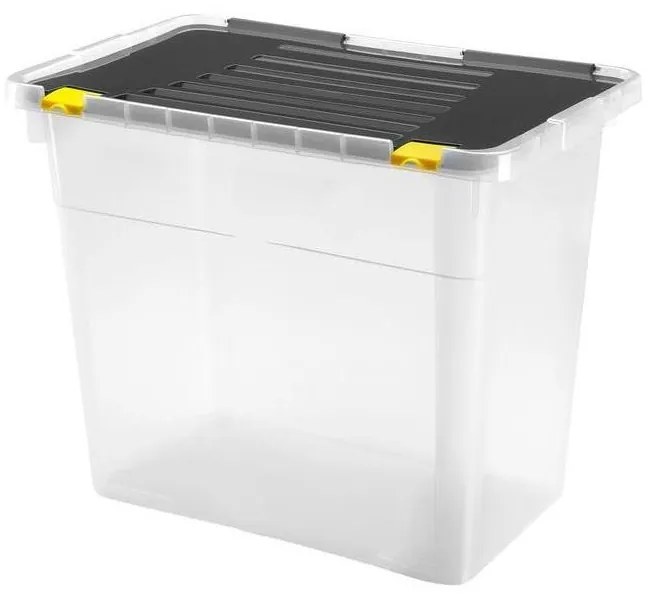 Tárolódoboz DRAGON 72 l fekete/átlátszó