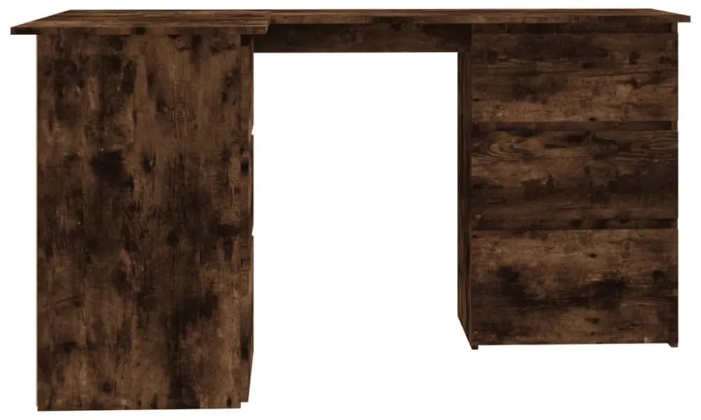füstös tölgy színű szerelt fa sarokíróasztal 145 x 100 x 76 cm