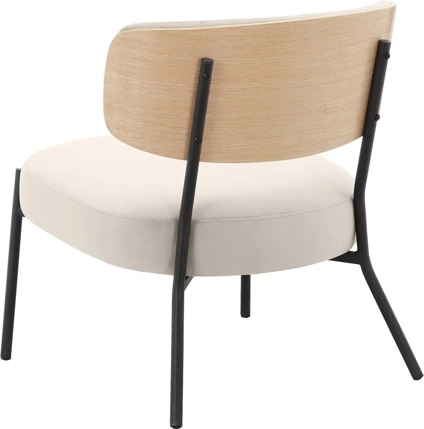 Krémszínű bársony fotel lábtartóval Jerry – Støraa