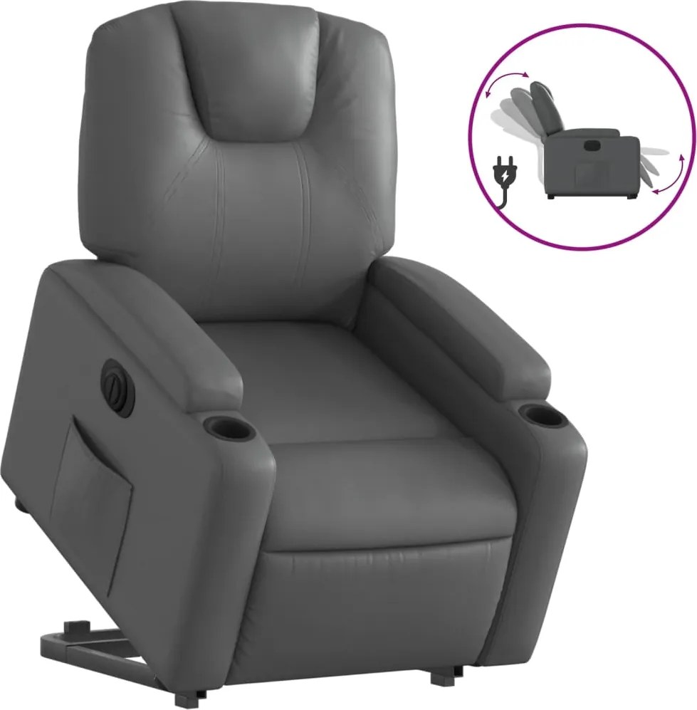 vidaXL elektromos szürke műbőr felállást segítő dönthető fotel