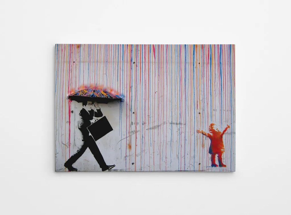 WY64 Banksy Színes eső vászonkép, 50 x 70 cm