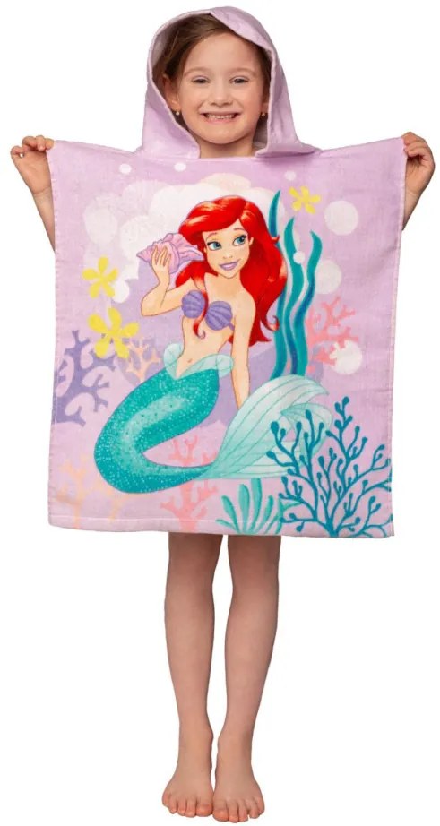 Disney Hercegnők Ariel Pink törölköző poncsó 50x115 cm