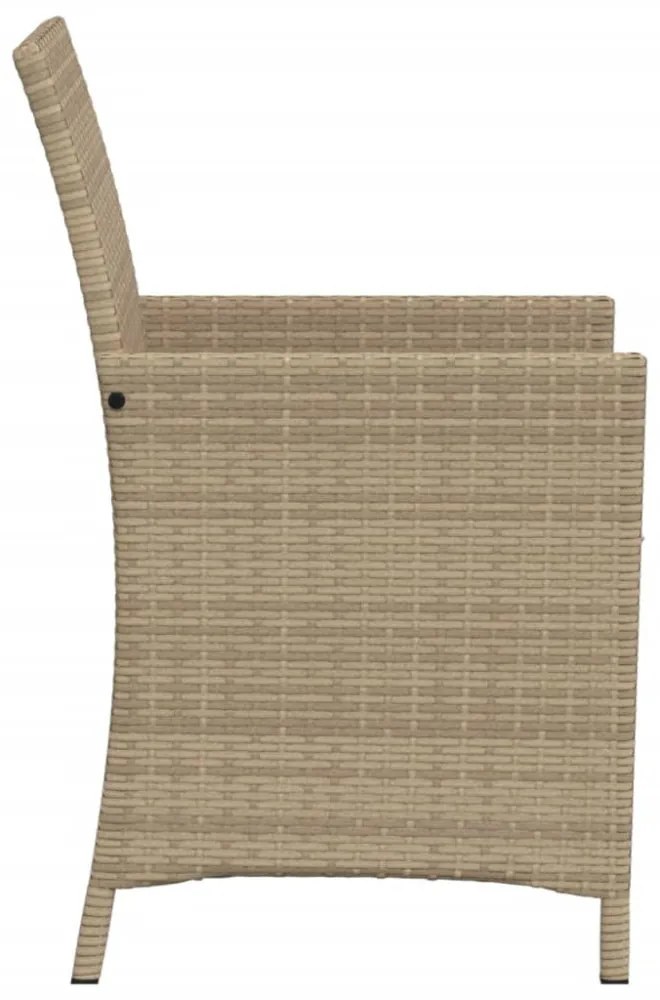 3 részes vegyes bézs polyrattan bisztrógarnitúra párnákkal