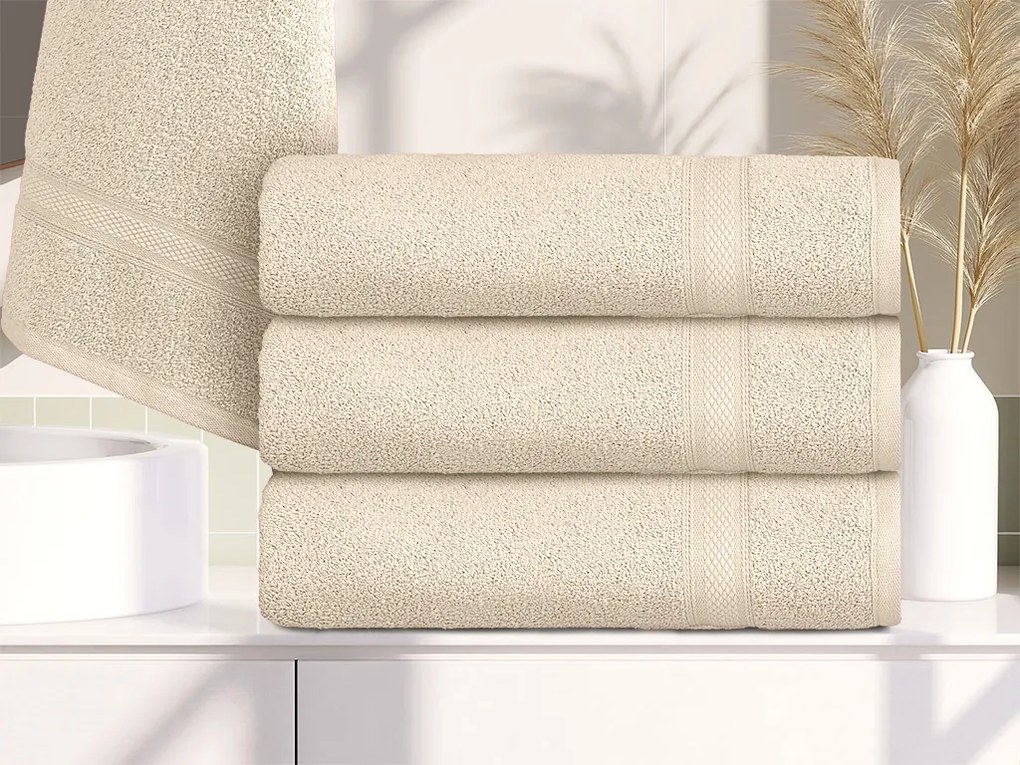 CLARYSSE ELEGANCE törölköző 70x140 cm krémszínű, 100% pamut
