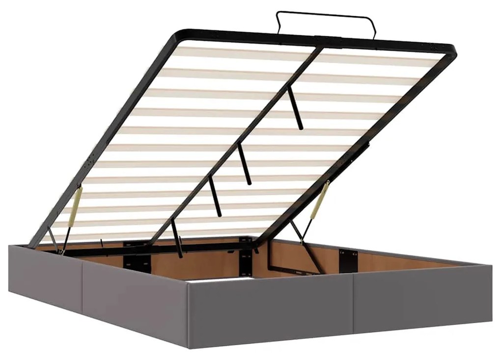 Ottomán ágykeret matrac nélkül szürke 140x190 cm műbőr