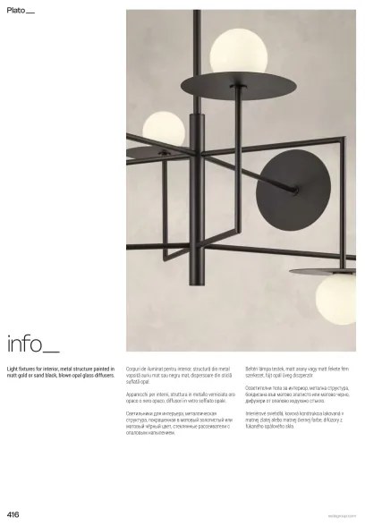 Redo 01-2753 - Rúdos csillár PLATO 8xG9/10W/230V fekete