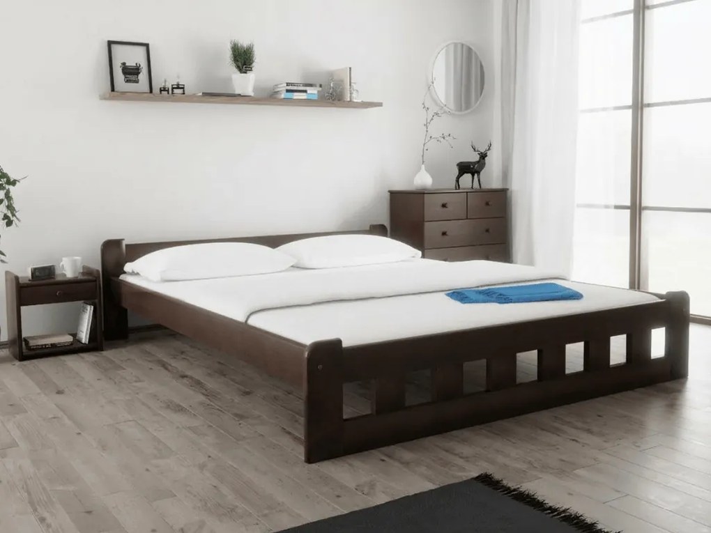 Naomi magasított ágy 140x200 cm, diófa Ágyrács: Léces ágyrács, Matrac: Deluxe 10 cm matrac