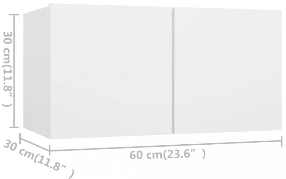 4 db fehér szerelt fa TV-szekrény 60 x 30 x 30 cm