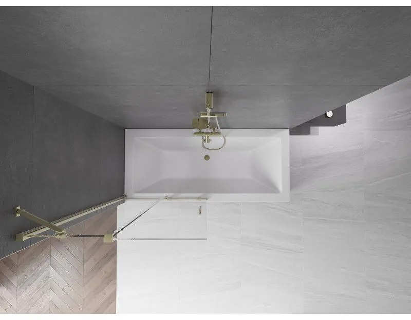 Mexen Velar, 2 szárnyas eltolható kádparaván 90 x 150 cm, 8mm átlátszó üveg, arany fényes profil, 896-090-000-01-50
