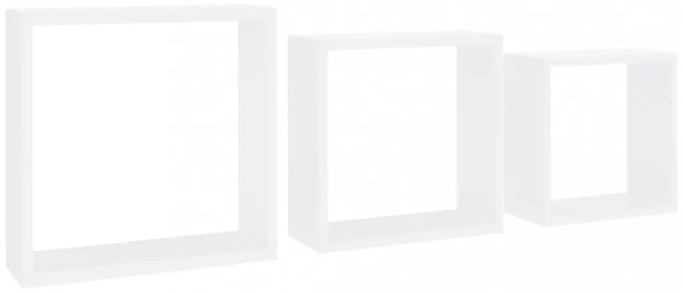 3 db fehér MDF fali kockapolc
