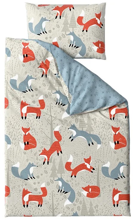 Krepp ágyneműhuzat gyerekágyhoz Renforcé FOXIVA szürke Ágyneműhuzat mérete: 45 x 65 cm | 90 x 140 cm
