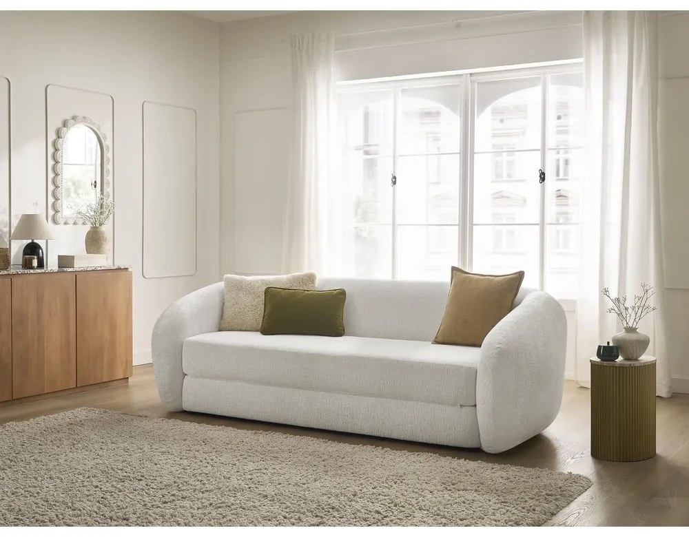 Fehér zsenília kinyitható kanapé 228 cm Neyo – Bobochic Paris