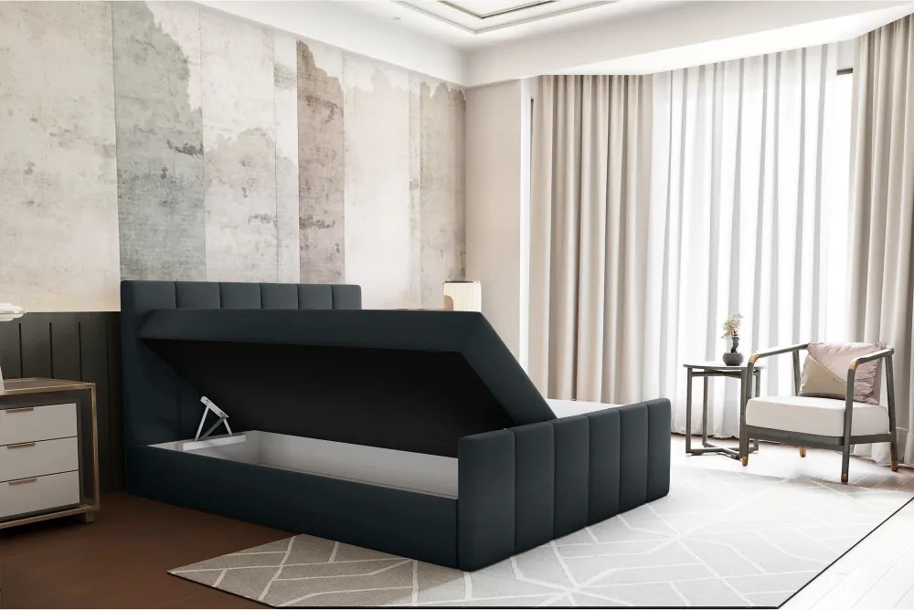 Boxspring ágy, 140x200, szürke, STAR