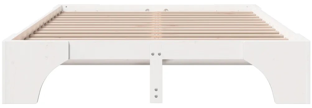 Ágykeret Fehér Fa 150 x 200 cm Minimalista Faágykeret