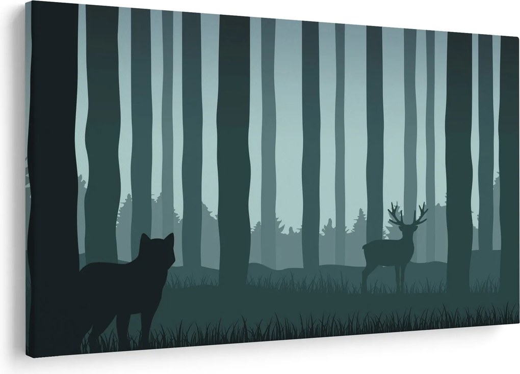 Kép - Szarvas farkassal a sziklák között (90x60 cm)