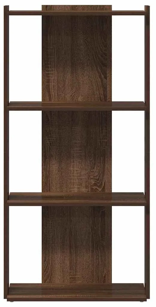 3 szintes barna tölgy színű szerelt fa könyvespolc 60x30x120 cm