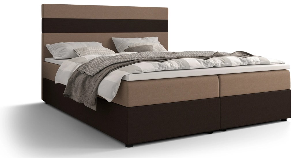 Franciaágy  Boxspring 180 cm Locos (világosbarna + sötétbarna) (matraccal és tárolóhellyel). 1046705