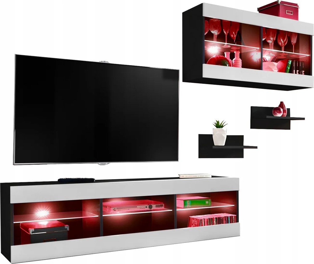 Rtv bútor szett Tivoli SET3 Fekete/Fehér, Rgb LED-ek