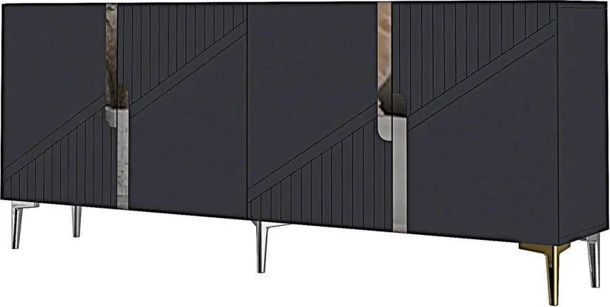 Evva komód, antracit-ezüst, 125 cm