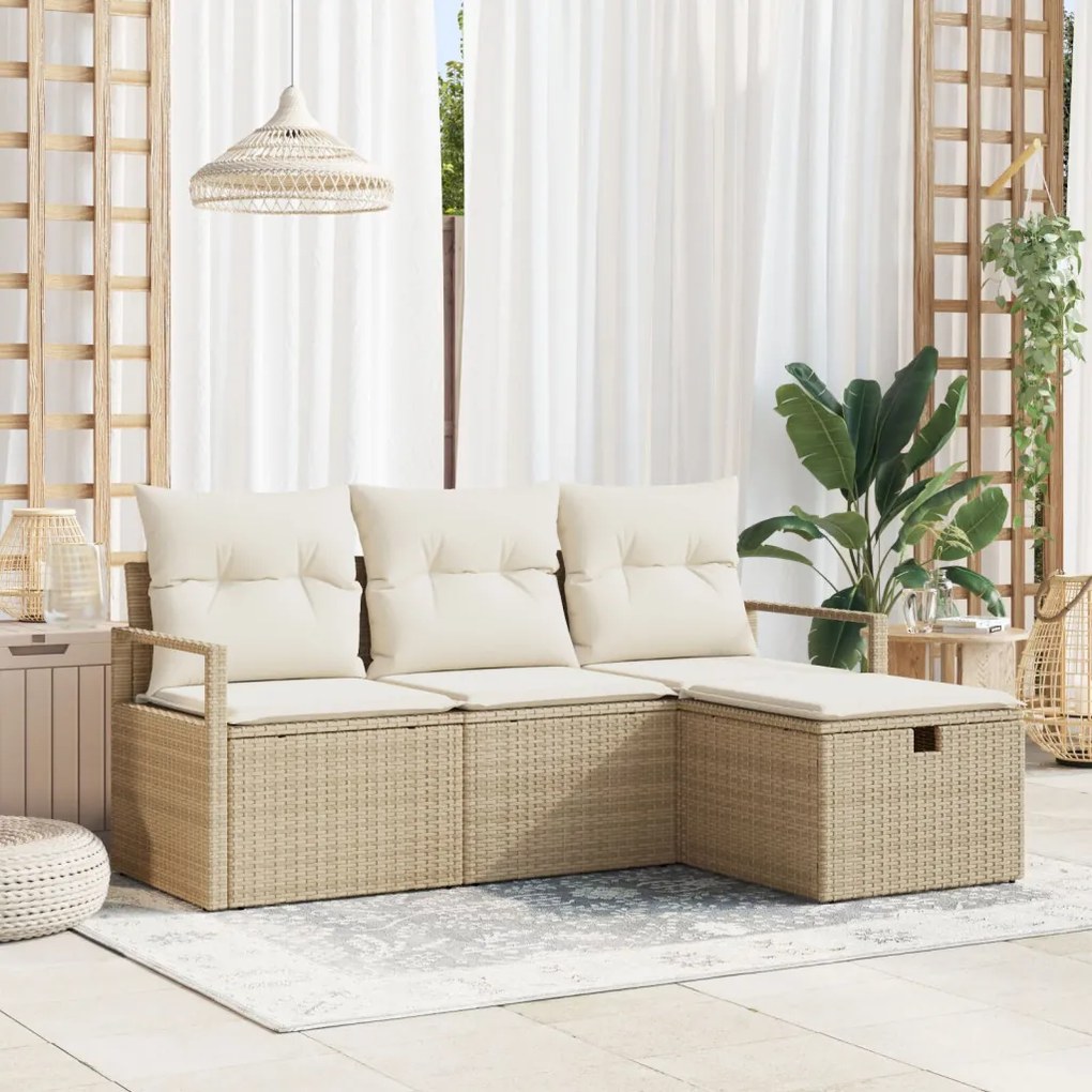 Kerti Kanapé Szett 4 pcs bézs és krémszínű 175 x 117 x 85 cm