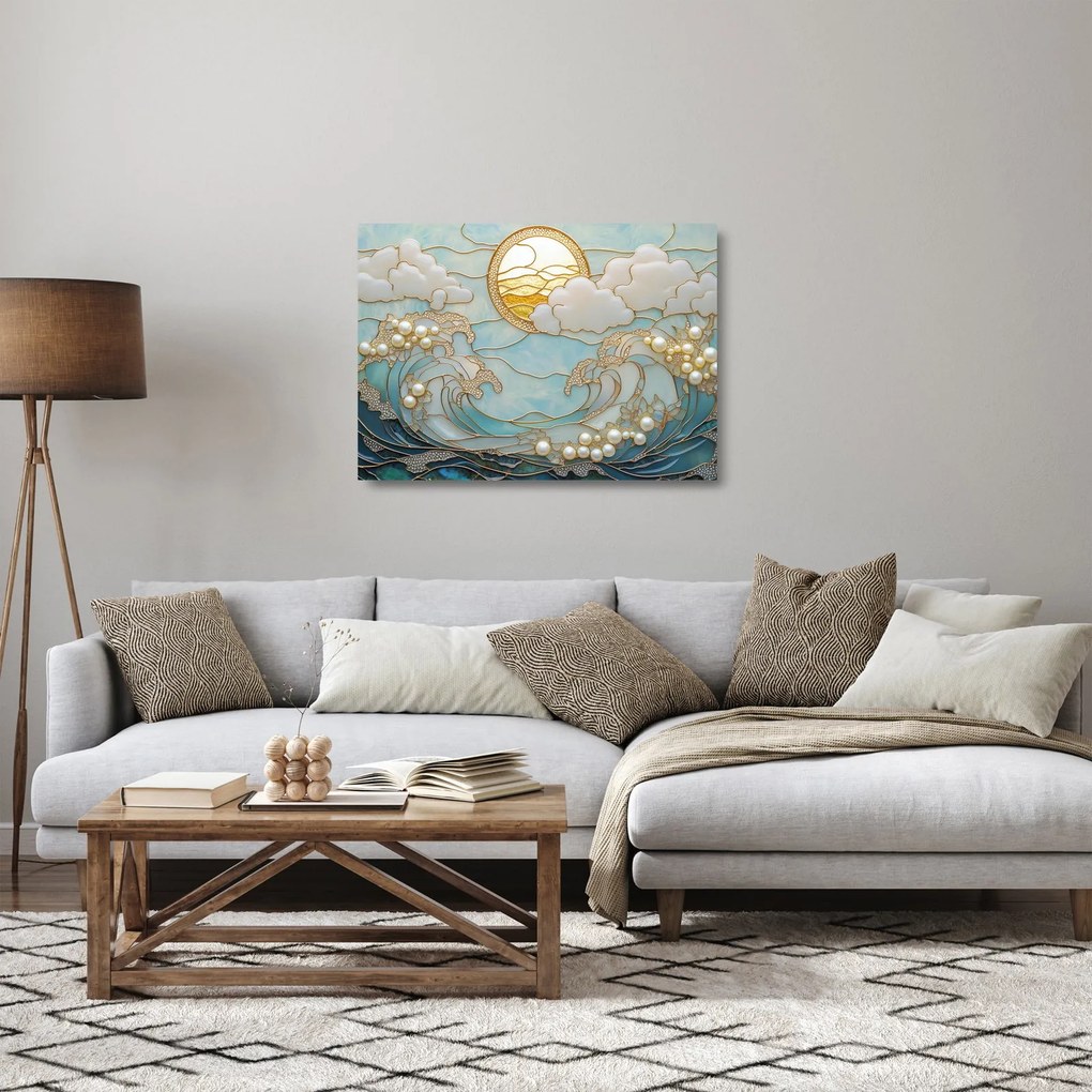 Üveg kép - 3D gyöngyök az óceánban (70x50 cm)