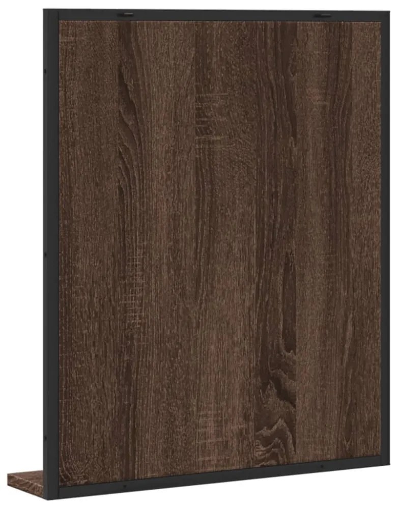 barna tölgy szerelt fa fürdőszobai tükör polccal 50x12x60 cm