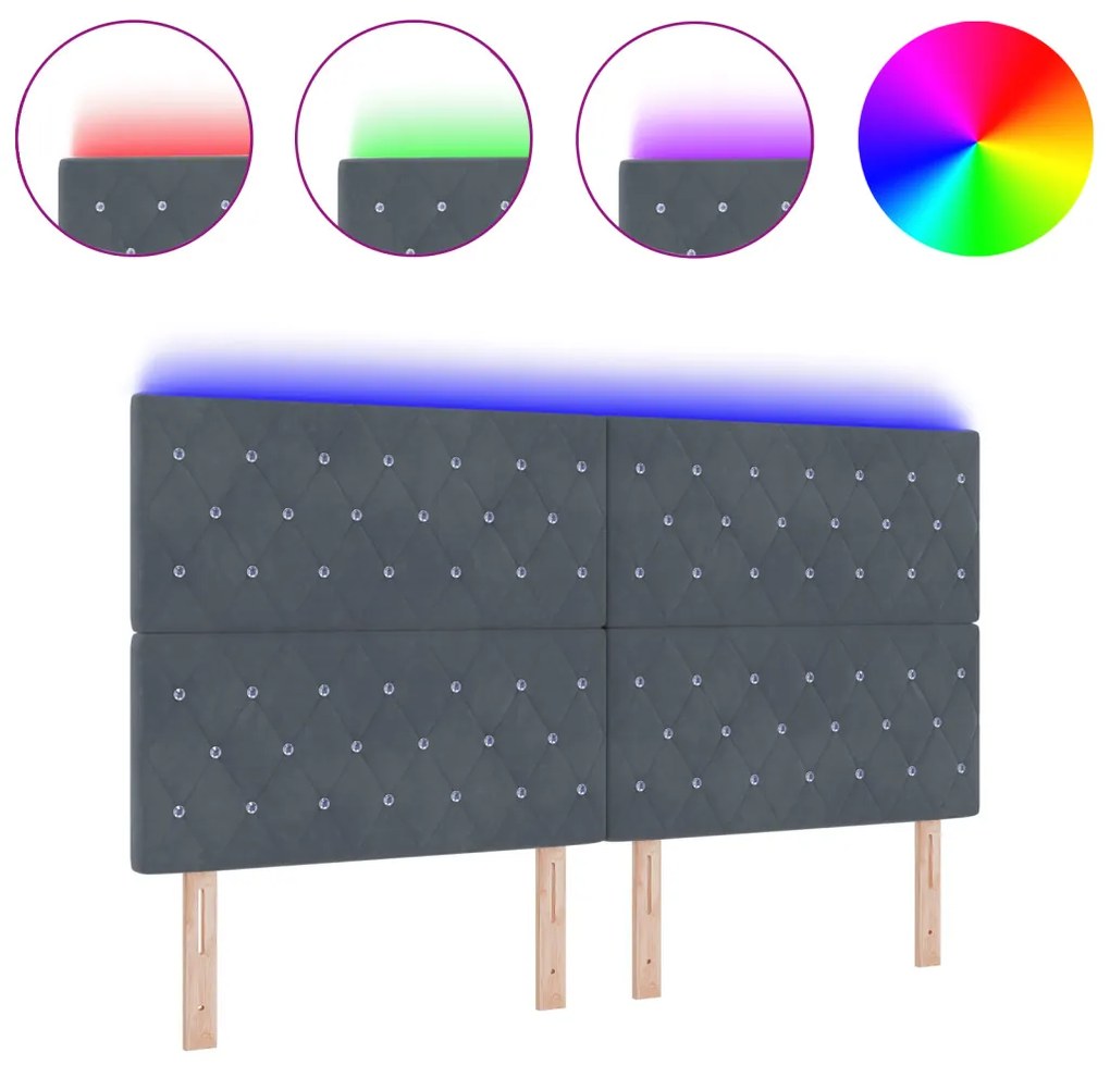 LED fejtámla sötétszürke 90 cm velúr