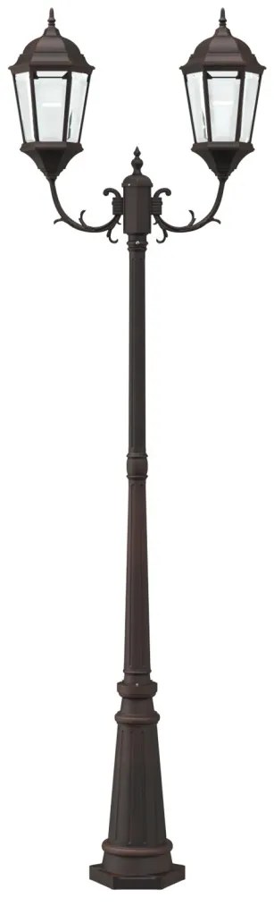 Kerti Lámpaoszlop 2-Lámpás E27 Bronz 235 cm Alumínium