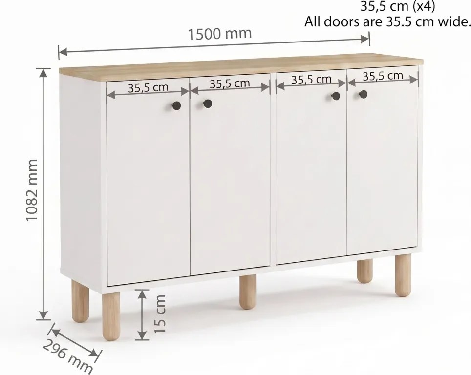 Luvia komód, zafír tölgy-fehér, 150 cm