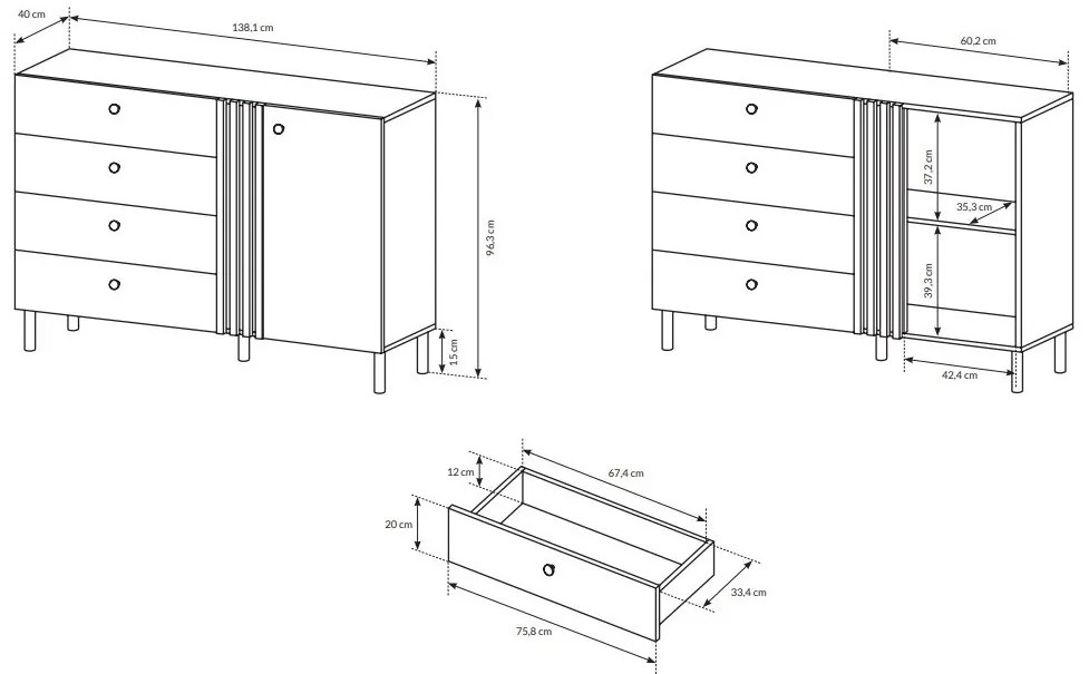 Komód Dalde D4S (arany craft tölgy + antracit). 1071345
