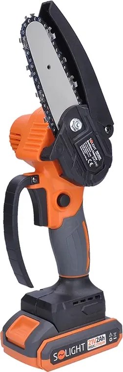 Akkumulátoros láncfűrész - tartozékok és praktikus láda - Solight RNP100A1 - 21 V - sín 127 mm