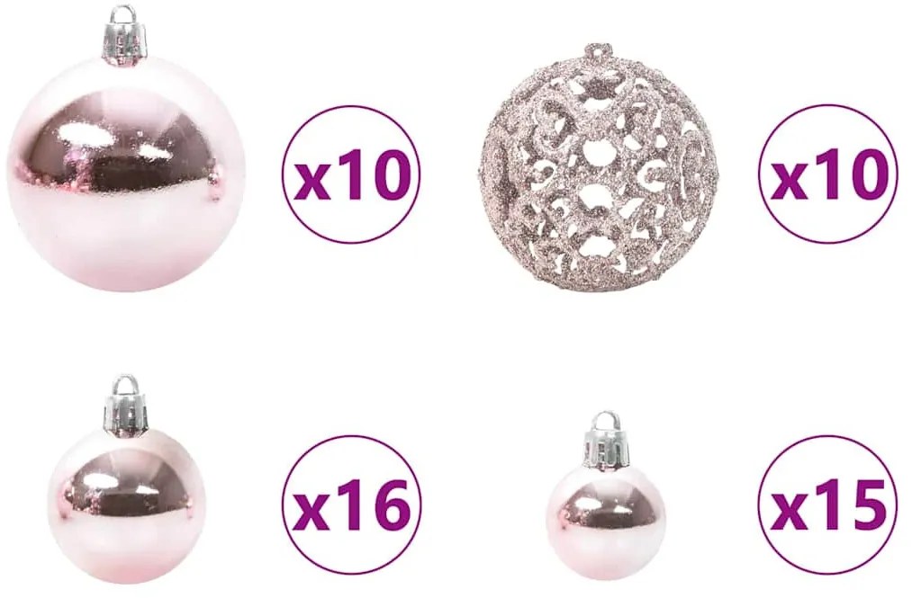 Műfenyő, előre világított karácsonyfagolyó készlettel 240 cm