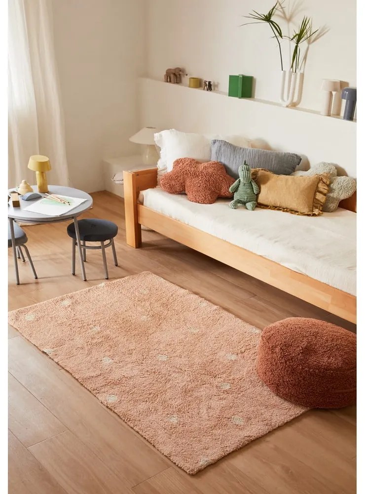 Világos rózsaszín mosható kézi szövésű pamut gyerek szőnyeg 100x150 cm Mini Dot Rose – Lorena Canals
