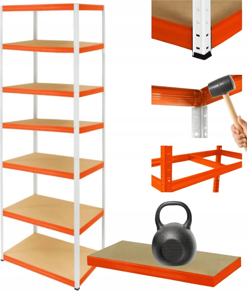 Tárolószekrény fém állvány Helios 270x120x50cm 7Px175kg Tömör Magas