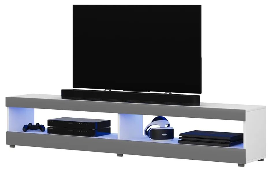 Tv szekrény/asztal Violett 140 (világítással) (fehér + szürke). 1098642