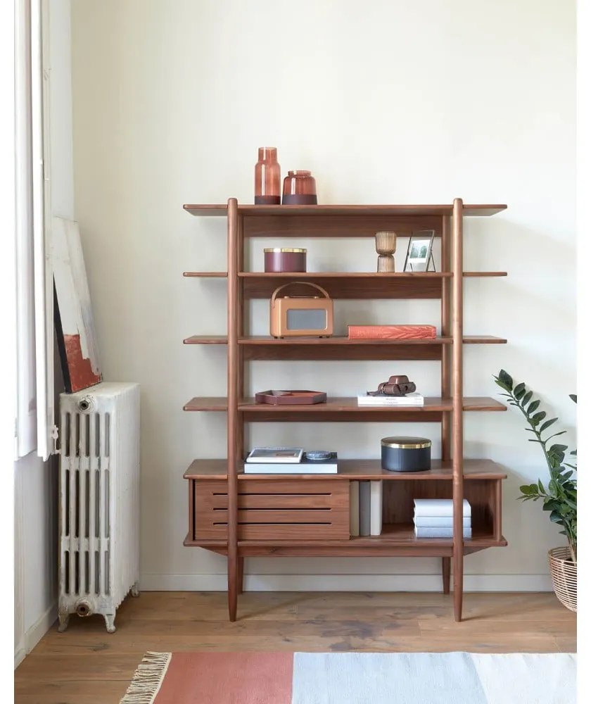 Carolin könyvespolc diófa dekorral, 130 x 169 cm - Kave Home