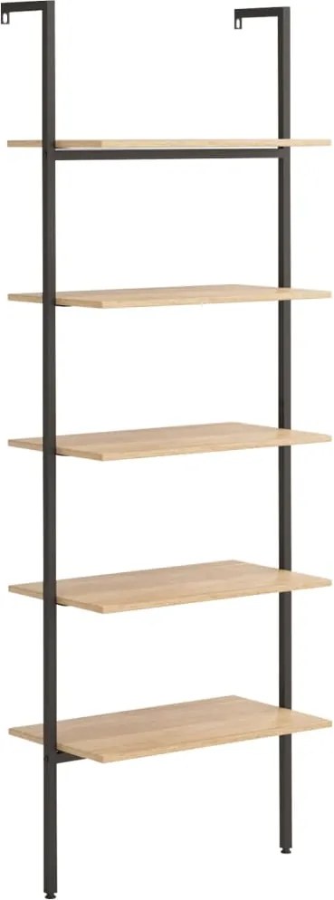 vidaXL 5 szintes világosbarna és fekete létrapolc 64 x 35 x 185 cm