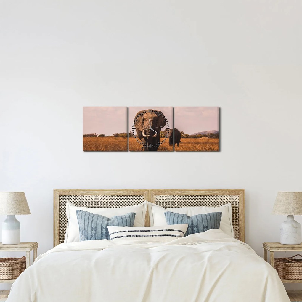 Kép - Az elefánt érkezése (órával) (90x30 cm)
