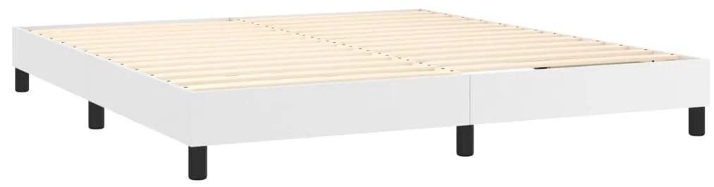 fehér műbőr rugós ágy matraccal és LED-del 160x200 cm