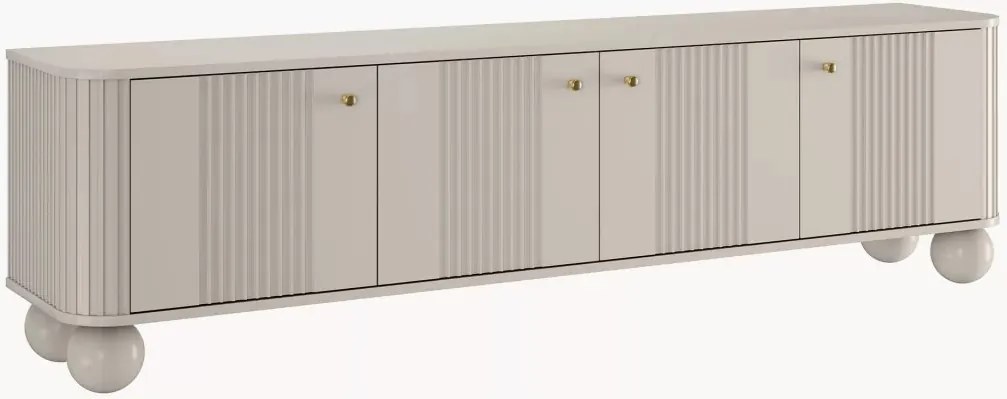 Vesper 4D TV szekrény 187 cm - kasmír / arany fogantyúk / gömb alakú lábak