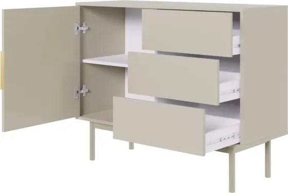 Komód 104 cm 1 ajtóval és 3 fiókkal kasmír színben arany fogantyúkkal – VIVA VI03