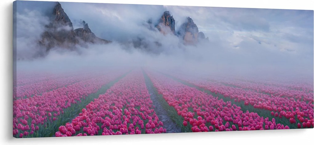 Kép - Tájkép tulipánmezőkkel (120x50 cm)